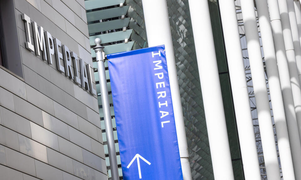 A picture of the Imperial main entrance and a banner